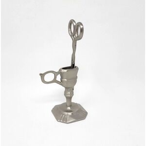 Vintage 2-Piece Illuminations Pewter Scissor-Style Candle Snuffer w Stand